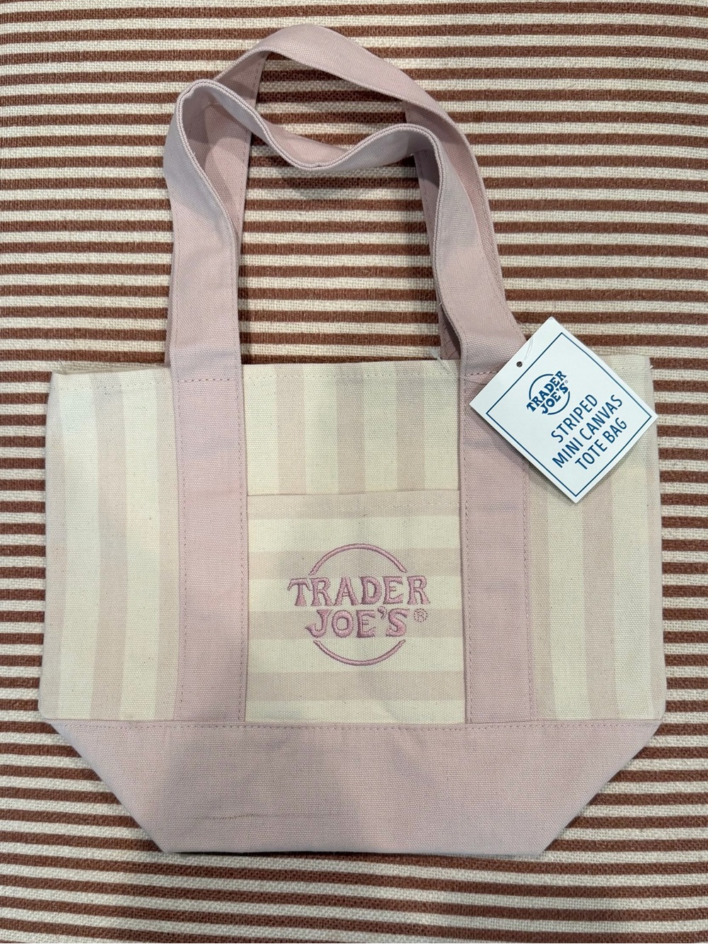 Trader Joe’s Pink Striped Mini Canvas Tote Bag